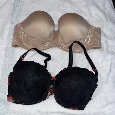 Lot Of  2 Victoria’s Secret Bra 36DD Body By Victoria Strapless/Balconet UW - Изображение 1 из 2