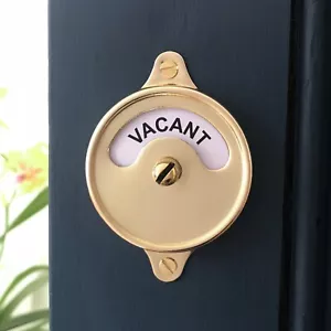 SOLID BRASS VACANT ENGAGED TOILET BATHROOM DOOR LOCK INDICATOR BOLT OCCUPIED - Picture 1 of 24