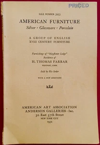 Farrar Collection Antique American Furniture & Antiques- 1932 NY Auction Catalog - Foto 1 di 3