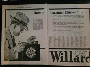 Baterías de almacenamiento Willard de goma rosca 1922 algo diferente anuncio de 2 páginas - Imagen 1 de 1
