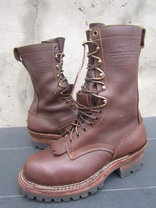 White's Boots Brown Stockman Men's USA Double Row Stitch logger Jumper Sz 7.5 - Picture 1 of 9