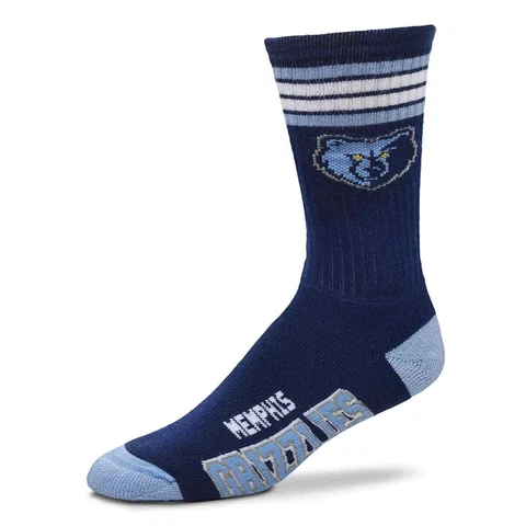 Memphis Grizzlies Men's Crew Socks Large Size 10 to 13 4 Stripe Cover