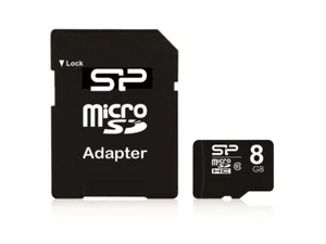 Silicon Power 8GB microSD Memory SDHC Class 10 w/ SD adapter SP008GBSTH010V10SP - Picture 1 of 2