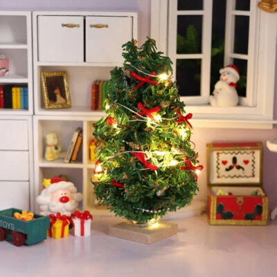 1PC 1:12 Scale Dollhouse Miniatures Christmas Tree Gift W/ Lights Party Decor - Image 1 of 4