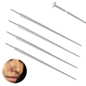 5 Pcs Threaded/Threadless Piercing Needles for Nose Ear Navel Lip Stretching Kit - Picture 1 of 33
