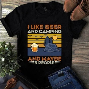 I Like Beer and Camping and Maybe 3 People Tshirt - Picture 1 of 1
