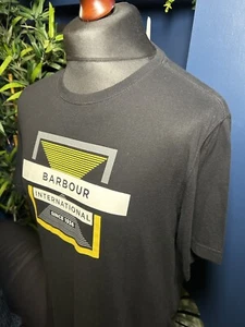 Barbour International Outcome T-Shirt Black Mens Large Tailored Fit Terraces - Picture 1 of 6