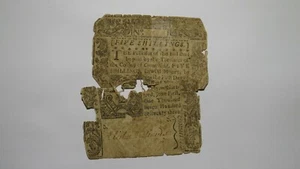 1773 Five Shillings Connecticut CT Colonial Currency Bank Note Bill RARE ISSUE! - Picture 1 of 2