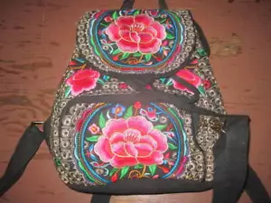 Mazexy Women Fashion Embroidery Lotus Flower Backpack 10" x 9" EUC - Picture 1 of 10