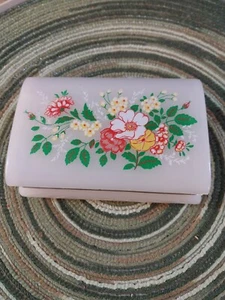 Kunststoff Schmuck Blumen Schmuck Schale ~ Klappdeckel ~ Made in Hong Kong - Bild 1 von 17