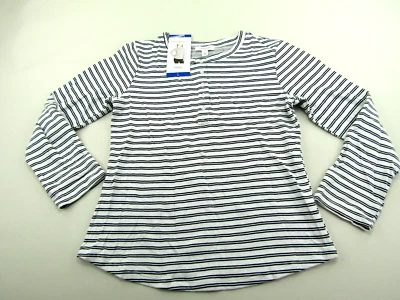 Vintage America Top Missy Size Large Ariel White Black Stripe Long Sleeve NWT - Image 1 of 4