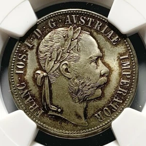 Nicely Toned Gem BU 1879 Austria 1 Florin Silver Coin - NGC MS 65 - Picture 1 of 4
