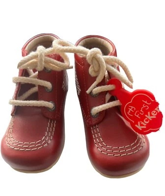 Baby Boy Kickers Leather Red Ankle Boots Size US 4 Uk 3.5 Euro 20 - Image 1 of 4