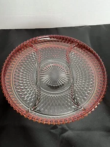Vintage Indiana Glass Diamond Point Ruby Red Flash 12" Divided Serving Platter! - Picture 1 of 12