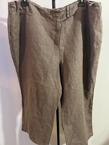 Pantalones cortos de lino topo con cierre de cremallera Eileen Fisher para mujer talla 3X - Imagen 1 de 8