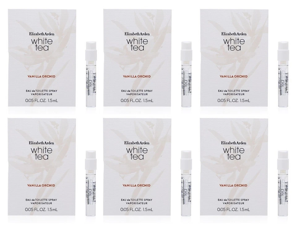 6 frascos TÉ BLANCO ORQUÍDEA VAINILLA ELIZABETH ARDEN mujeres 0,05 oz 1,5 ml eau de parfum spray Foto 1 de 1