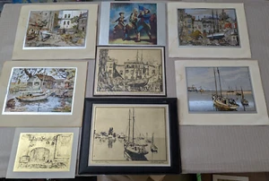 Lionel Barrymore Foil Etch Art Lot of 8 Color & Copper Prints Unframed & Folder - Picture 1 of 14