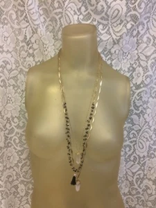 "Chloe and Isabel" Atlas Three-Row Convertible Necklace Gold-Tone/Tassel/Crystal - Picture 1 of 6