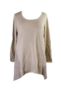 Style & Co. Maglione Tunica Beige Con Paillettes L - Foto 1 di 3