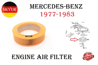 Filtro de aire del motor para Mercedes Benz 240D 1977-1983, 300CD, 300D, 300TD Premium Foto 1 de 4