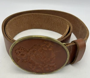 Levis Womens Belt 34 Leather Brown Large Buckle Oval 32"-36" Read 1.5" Wide - Picture 1 of 9