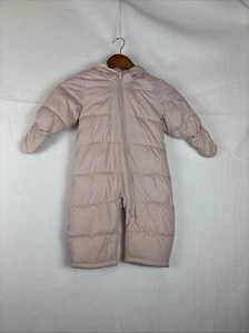 Old Navy Snow Suit Toddler 18- 24 Months Pale Pink Lined Warm Hood Mitten Hands - Picture 1 of 8