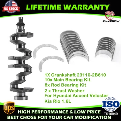 Crankshaft & Crankshaft Main Bearing Set for 2010-16 Hyundai Accent Kia Rio 1.6L - Image 1 of 4