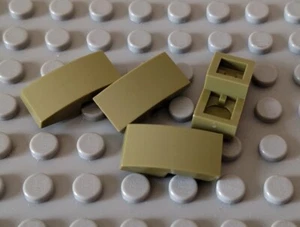 Lego Menge 4 olivgrüne 2x1 doppelt gebogene Schräge Stücke - Bild 1 von 1