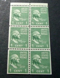 US Booklet Panes Scott# 804b Washington MNH Pane of 6  21/2 MM Gutter(note) L328 - Picture 1 of 1