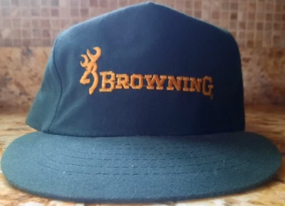 VINTAGE GREEN EMBROIDERD BROWNING FIREARMS DEER HUNTING LOGO HAT ADJUSTABLE - Image 1 of 4
