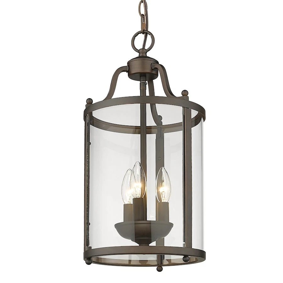 Colgante de 3 luces Golden Lighting Payton, bronce frotado/vidrio transparente - 1157-3PRBZ Foto 1 de 1