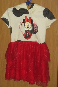 Disney Minnie Mouse 6/6X Layered Sparkly Red Tulle Tutu Skirt Hooded Ears Dress - Picture 1 of 4