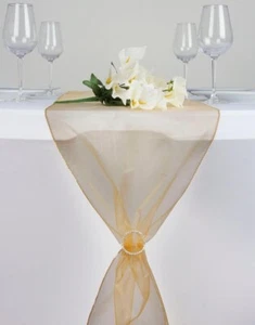 5 Pack Gold Sheer Organza Table Runners 13” X 104” NEW!! - Picture 1 of 7