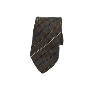Givenchy Monsieur Mens Tie Striped Brown100% Silk Made in Italy - Picture 1 of 4