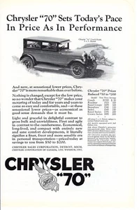 1930s Vintage print auto car ad Chrysler  70 Coach Lower Price Canadian Pacific - Picture 1 of 2