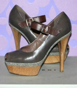 MARNI $750 Platform Mary Janes Peep Toe Taupe-Grey MINT Condition 38 7.5 +BOX!! - Picture 1 of 7