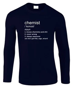 Chemist Men's Long Sleeve T-Shirt Definition Gift Scientist Science Chemistry - Picture 1 of 4