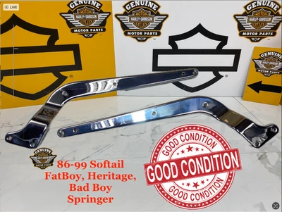 86-99 OEM Harley Softail FatBoy, Heritage Rear Back Fender Strut Cover Support - Image 1 of 4