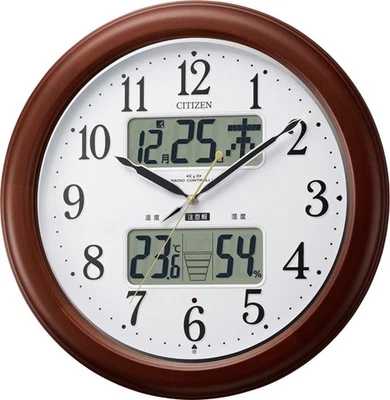 RHYTHM Citizen Wall Clock, Radio Controlled Clock, Thermometer and Hygrometer In - Image 1 of 4