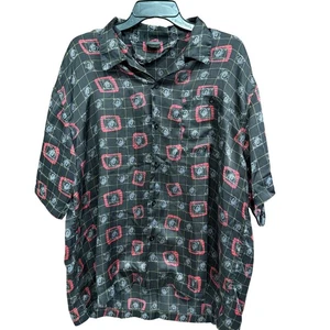 Mens Cambridge Classics Silk Dragon Print Button Up Short Sleeve Shirt - Picture 1 of 8