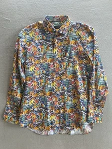 OLYMP Signature Savio Men’s Tailored Fit Shirt XL 17.5 Rare Print Cotton Flawed - Picture 1 of 17