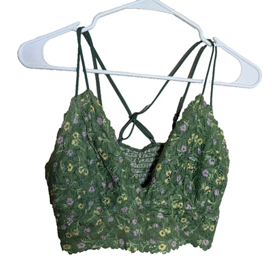 VS Rosa Bralette Para Mujer XL Verde Encaje Cuello en V Tiras Acolchado Boho Foto 1 de 4