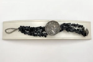 Sterling Silver Disc Onyx Bead Bracelet W/ U.S. Nickel Clasp - Picture 1 of 7