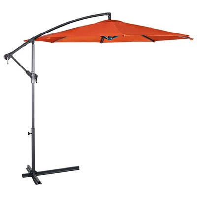 Costway 10' Hanging Umbrella Patio Beach Offset Market Cross Base Stable Orange - Image 1 of 4