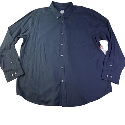 Basic Editions Shirt Mens 2XL Navy Classic Fit Button Down Long Sleeve Pocket - Image 1 of 4