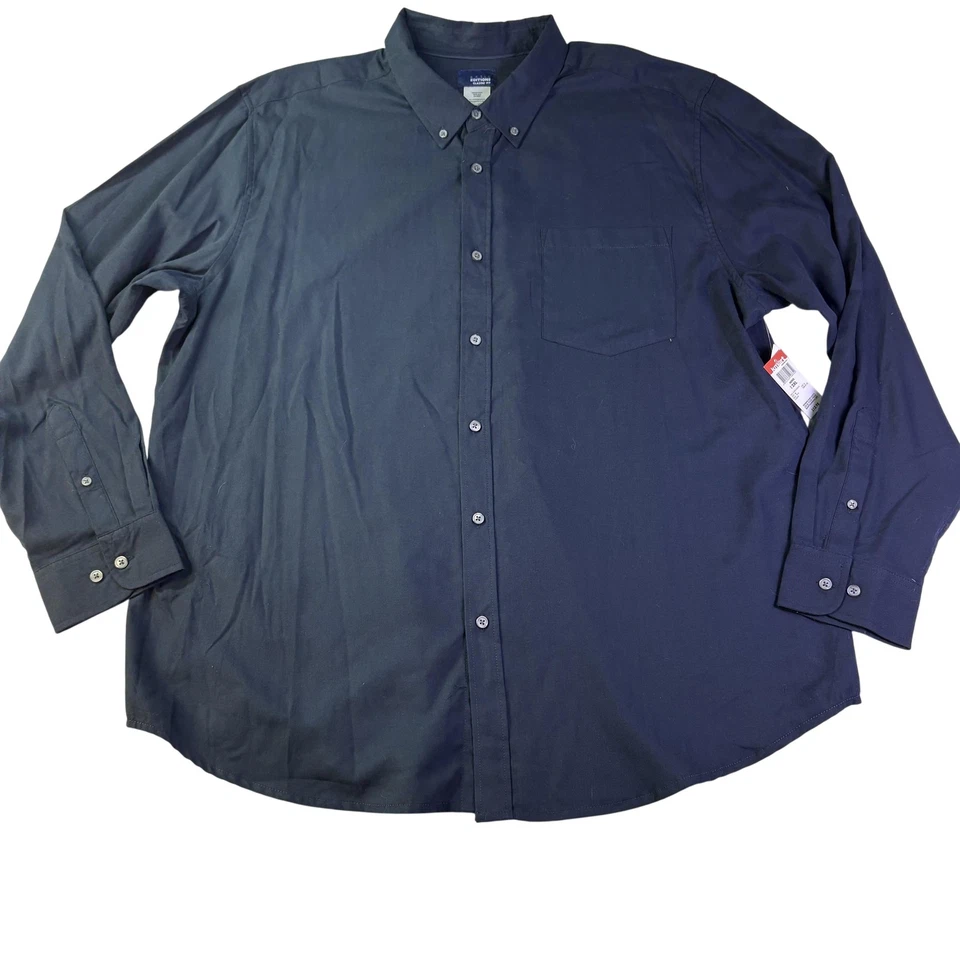 Basic Editions Shirt Mens 2XL Navy Classic Fit Button Down Long Sleeve Pocket - Image 1 of 4