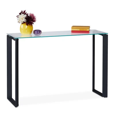 Console Table Hallway Table Metal Console 60 kg Slim Elegant Glass Storage Table - Image 1 of 4