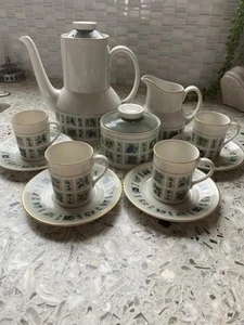 Vintage Royal Doulton Tapestry Coffee Serving 13 Pc Set England Espresso Cups - Picture 1 of 24