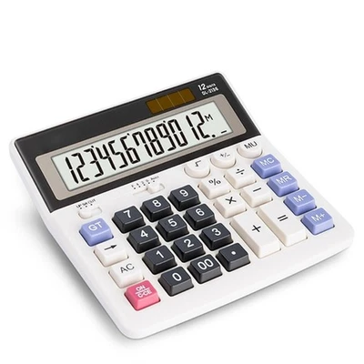 Desktop Calculator Solar Battery Double Power with 12 Digit Large LCD Display - Image 1 of 4