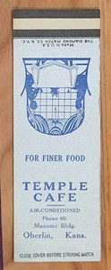 Matchcover USA Oberlin Kansas Temple Cafe - Picture 1 of 2